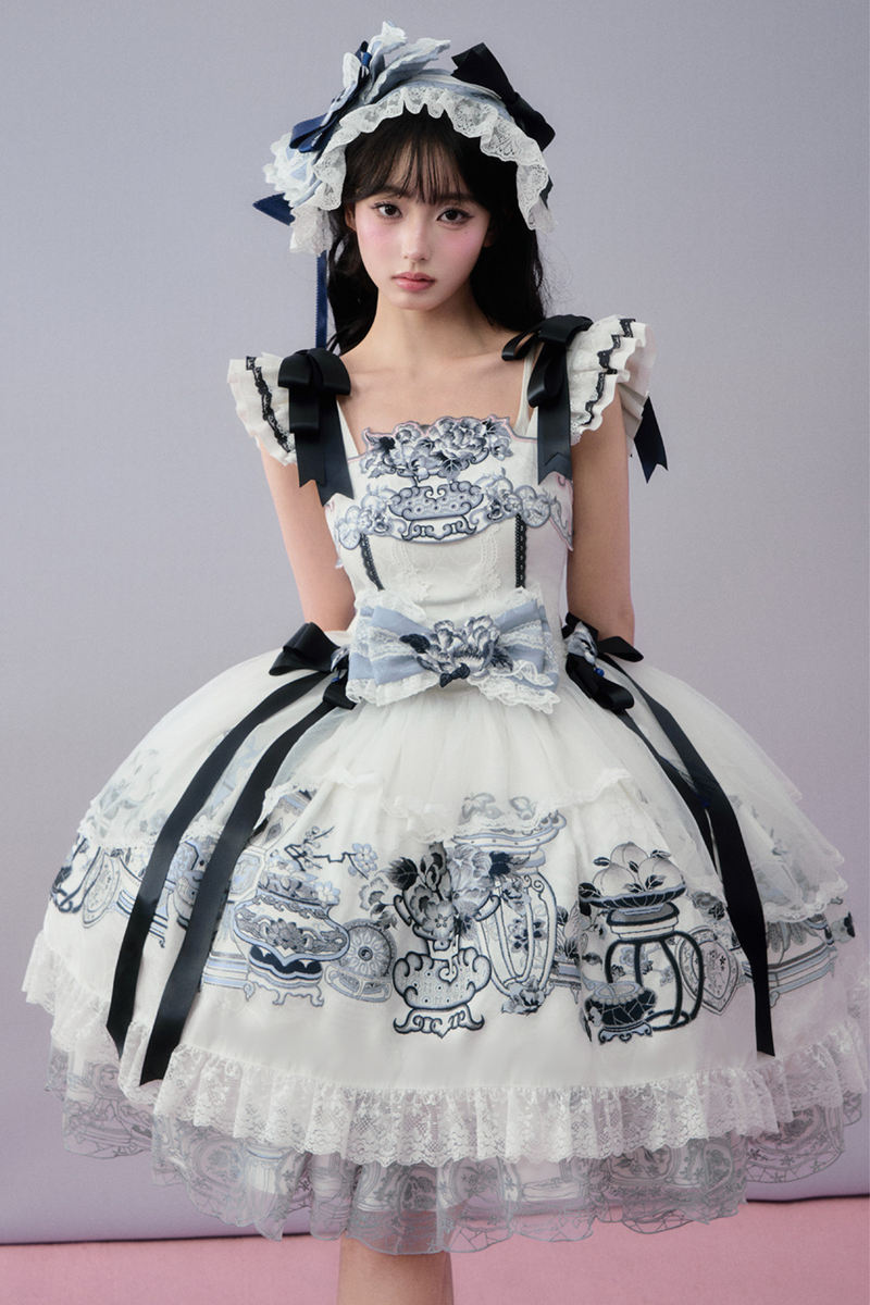 Chinese-style Design Flutter Sleeve Lolita Dress + Ribbon