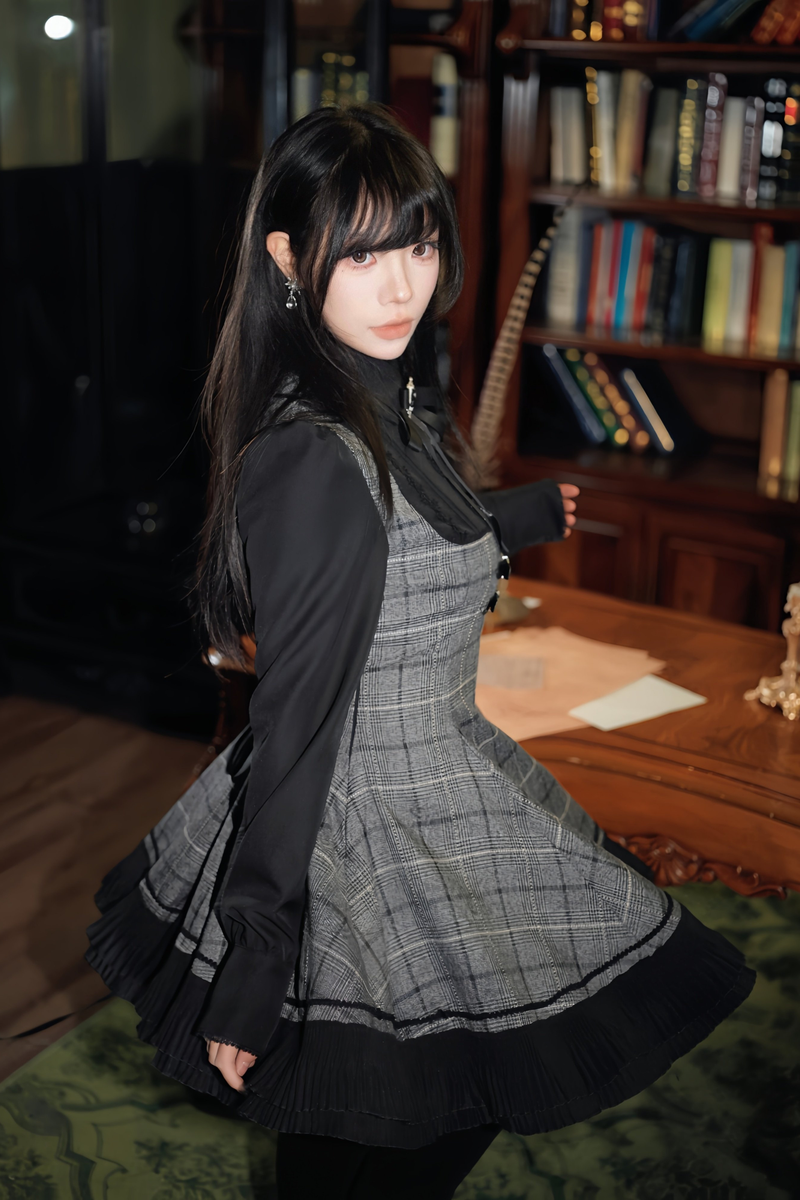 Plaid Belt Flare Dress