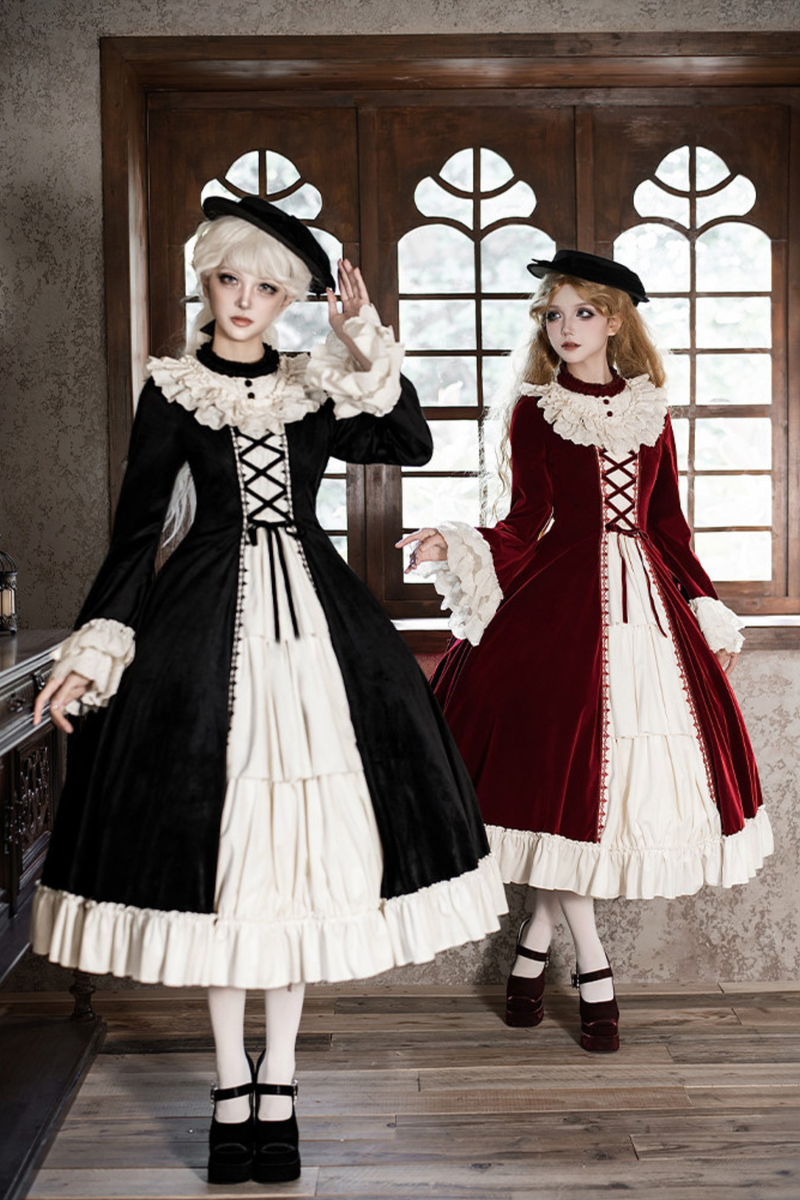 Classical Dress + Collar + Ribbon + Hat