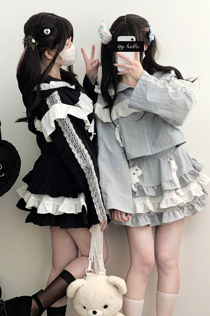 Subculture Sweet Ruffle Hooded Top + Skirt