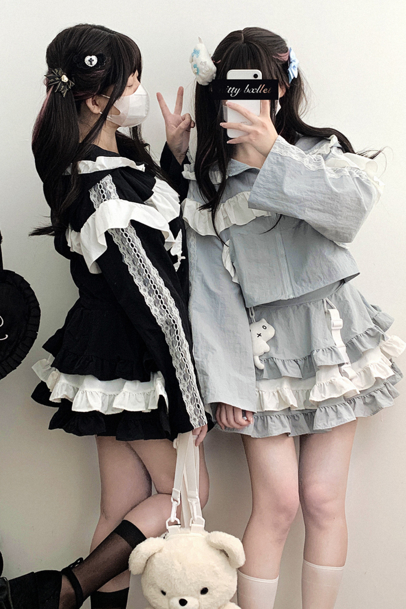 Subculture Sweet Ruffle Hooded Top + Skirt
