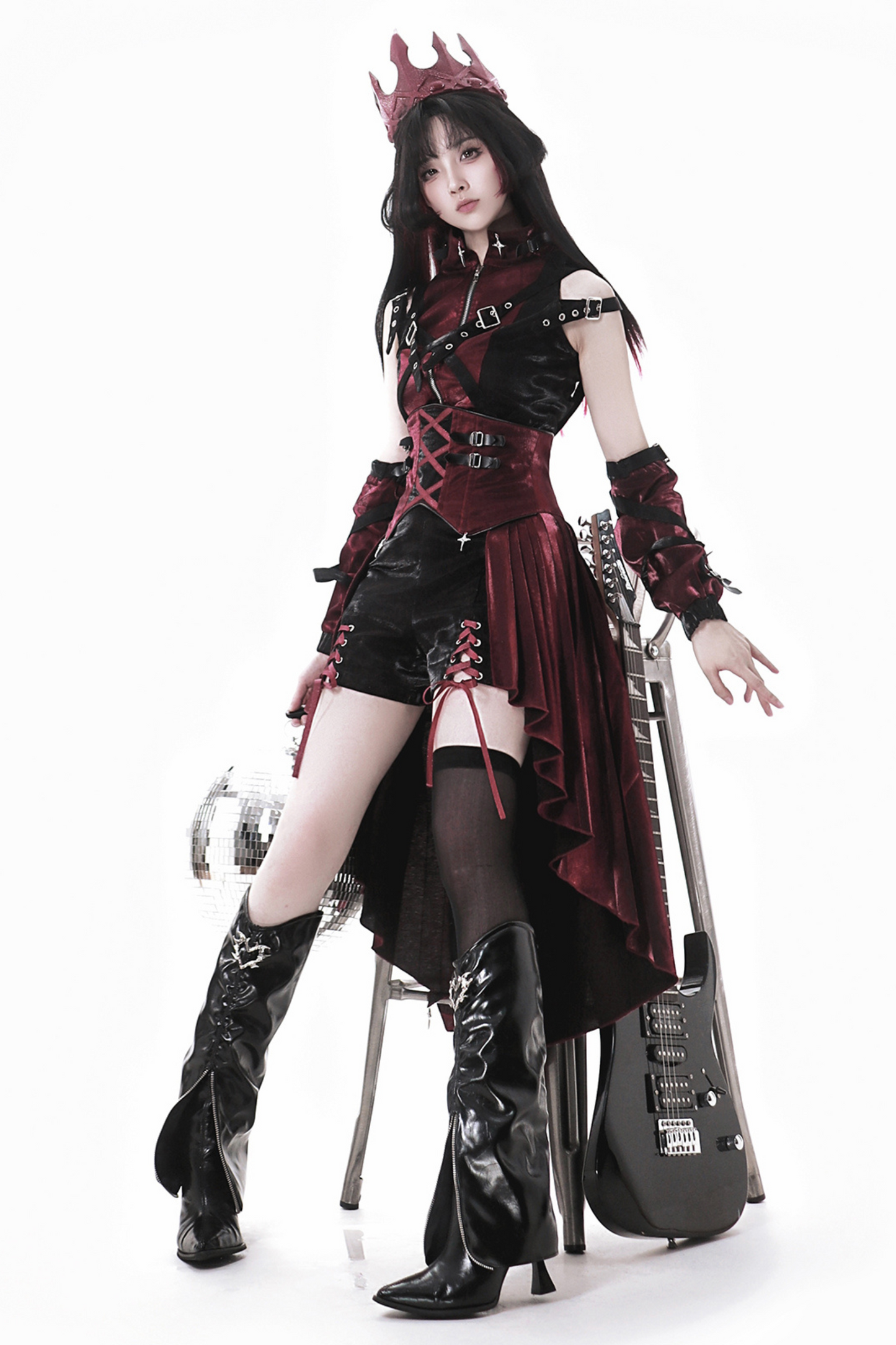 [pre-order] Dark Cyber Suspender Skirt + Shorts + Sleeveless Top + Sleeves