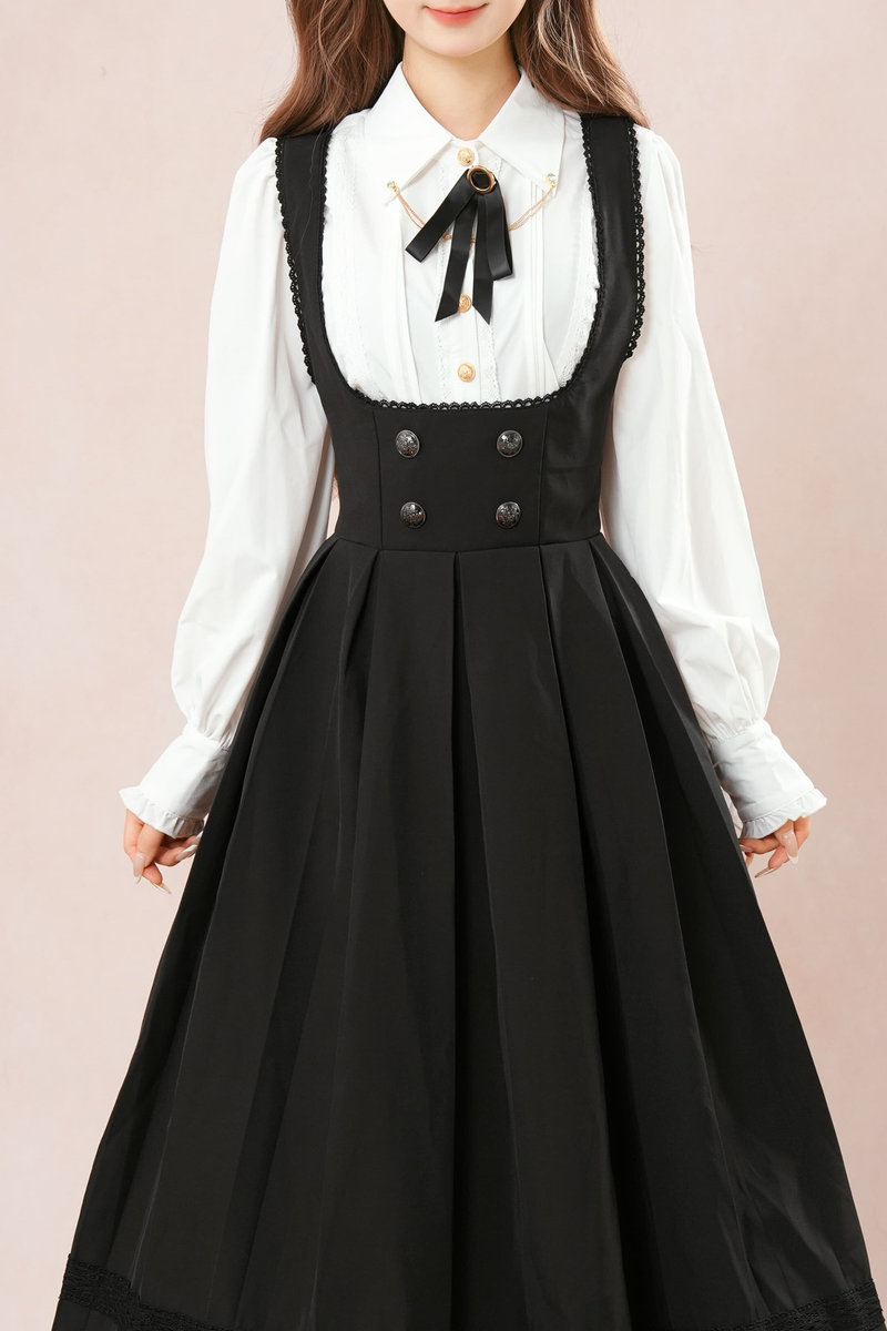 French Flare Suspender Skirt + Shirt