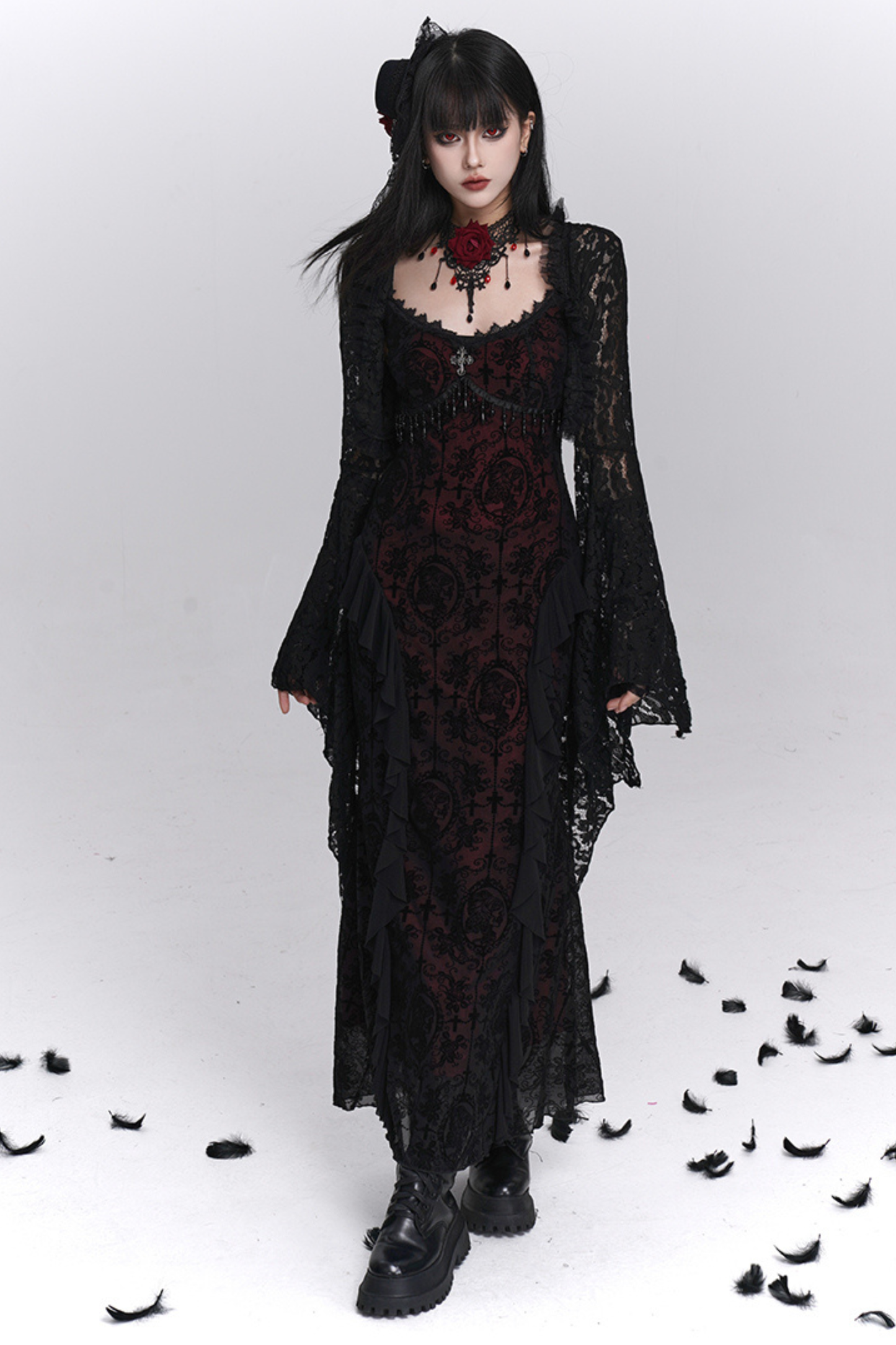 Gothic Camisole Dress + Sheer Top