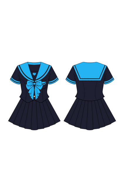 Animation Heroine Sailor Top + Pleated Skirt + Leg Covers