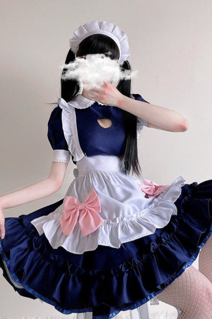 Pink Blue Loli Maid Cosplay Dress Set
