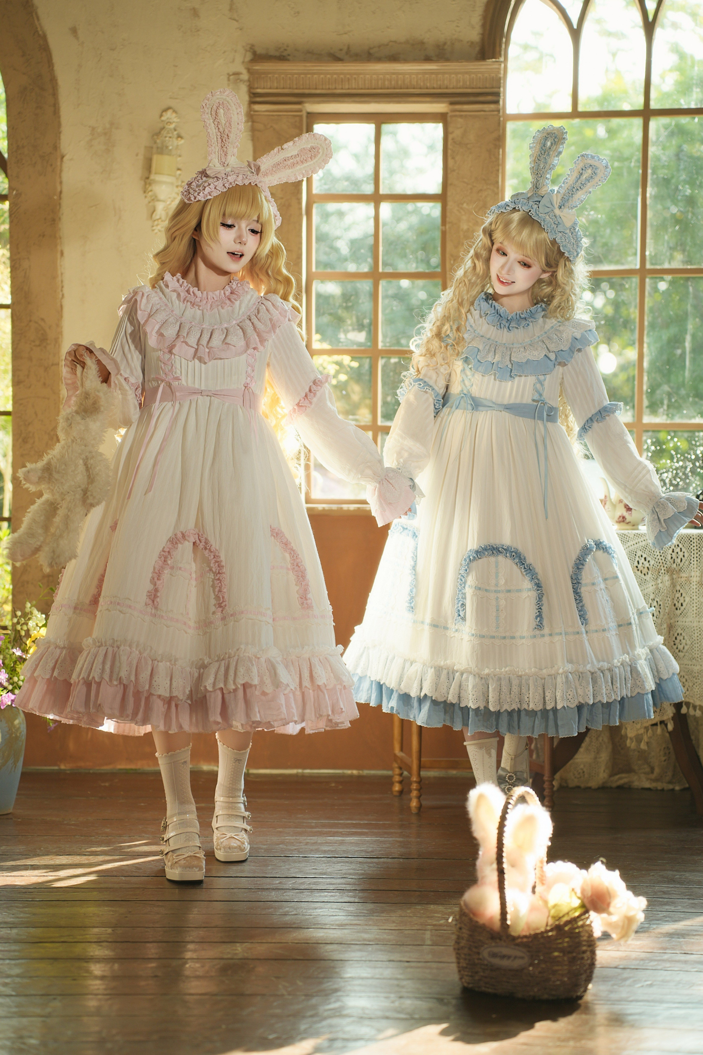 Rabbit Twin Blue Lolita Dress + Rabbit Headband