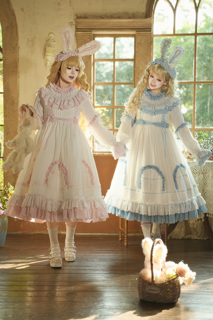 Rabbit Twin Blue Lolita Dress + Rabbit Headband