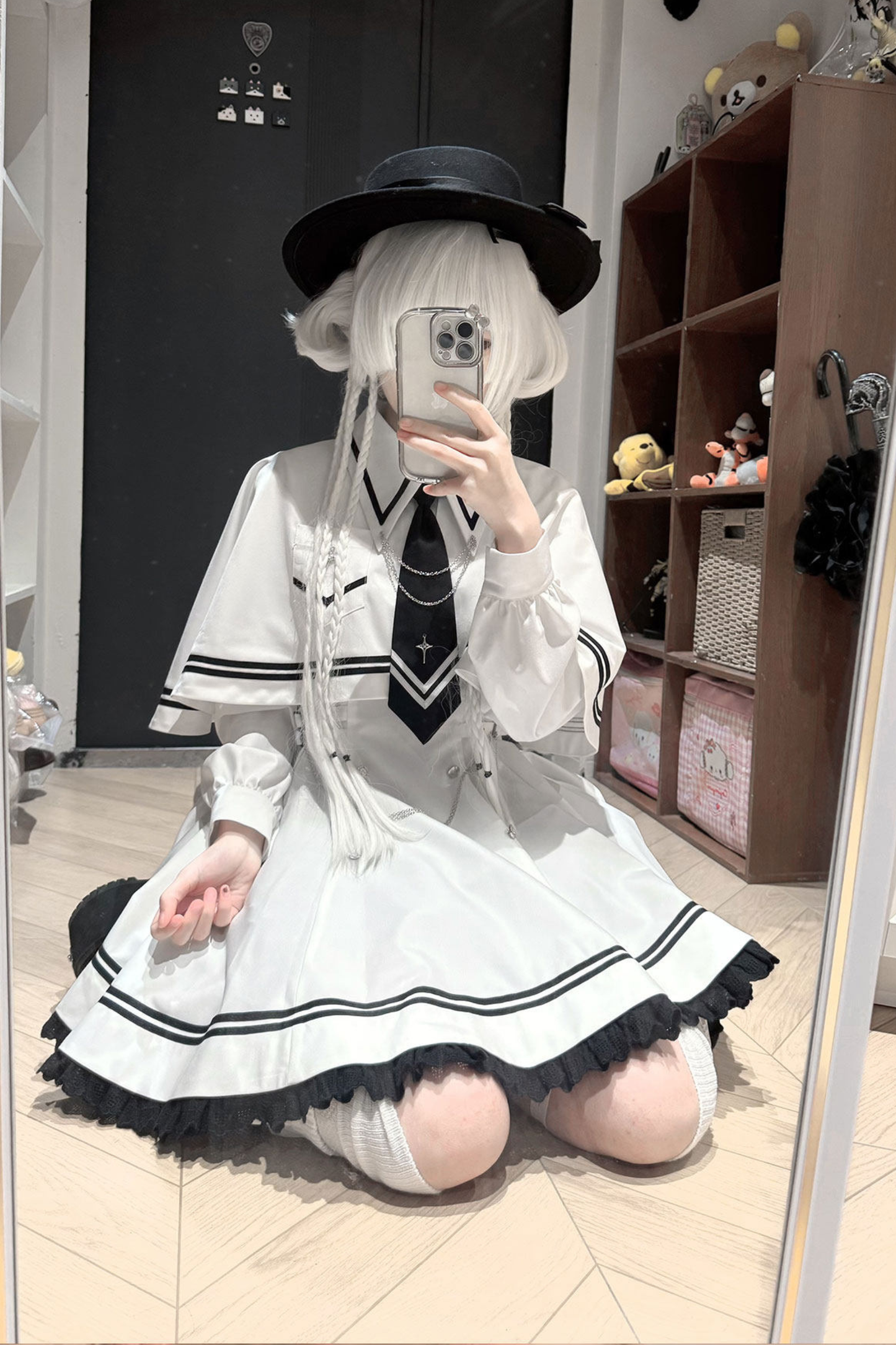 Star Sailor Flare Dress + Leg Warmers + Cape + Necktie