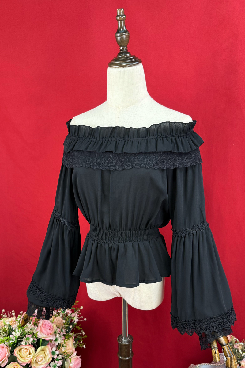 Off-shoulder Long Sleeve Romantic Blouse