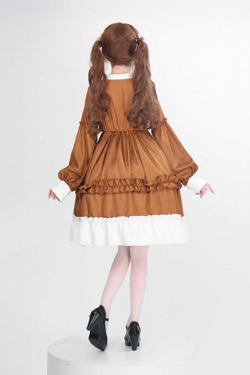 Doll Lace-up Lolita Dress + Bustle + Bear Ribbon