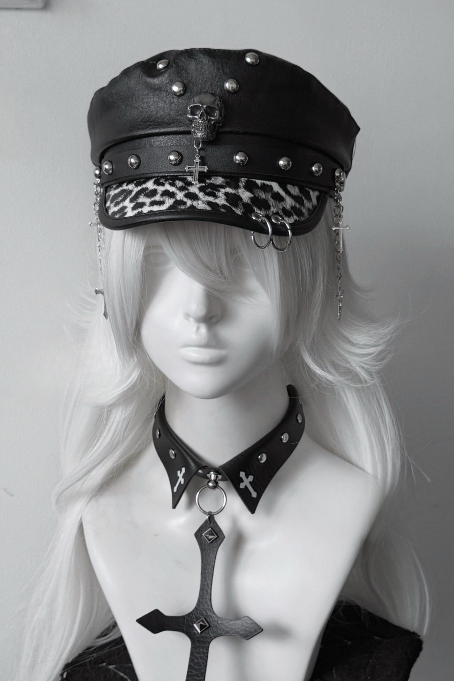 Dark Rivet Y2k Leather Buckle Subculture Cap