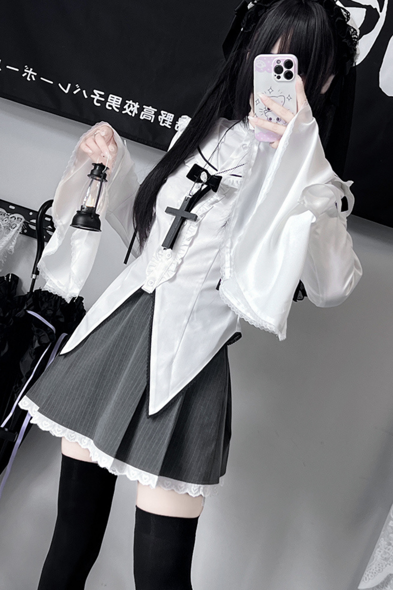 Gothic Style Sailor Shirt + Lace Skirt