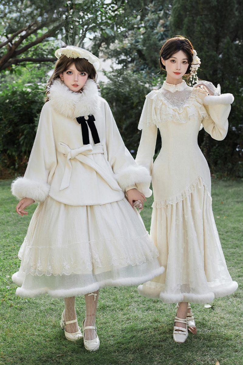 Red Snow Fishtail Dress + Flare Dress + Hat + Clip