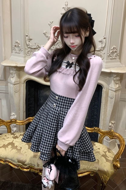 Sweet Graphic Plaid Dress