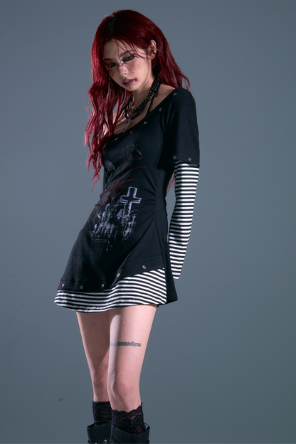 Border Punk Patchwork Dress