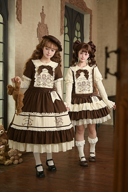 Doll Fairytale Lolita Dress + Bow Brooch + Belt + 2way Embroidery Brooch