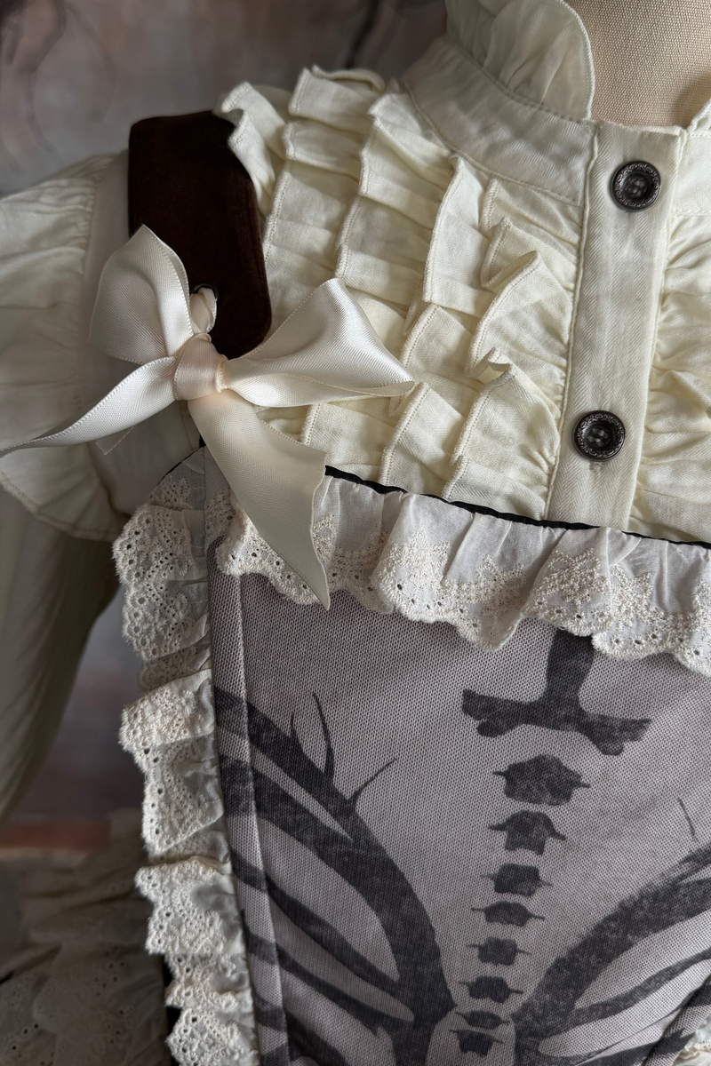 Bone Print Velvet Corset Vest