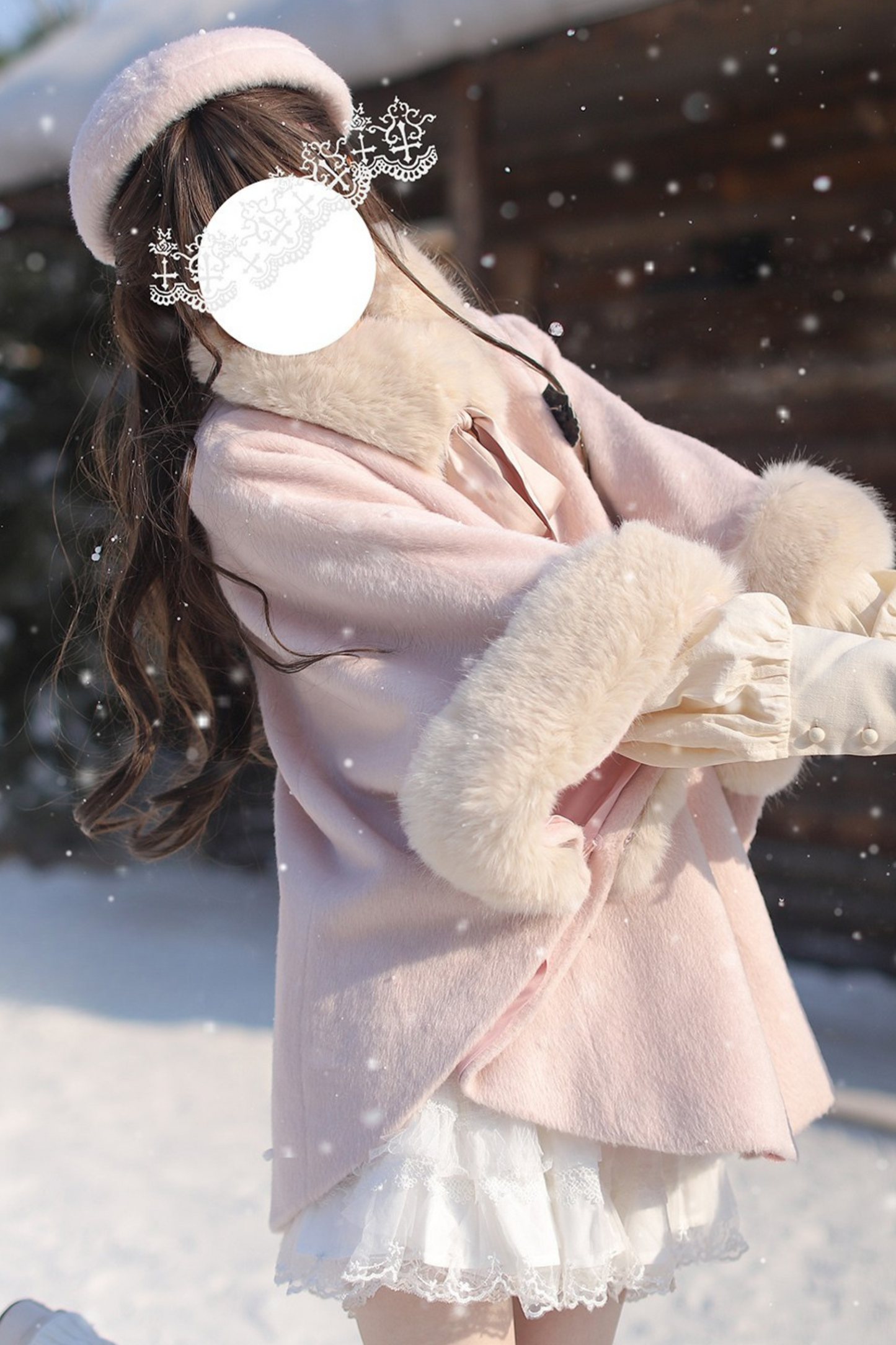 [pre-order] Sweet Wool Poncho Coat + Shirt + Beret + Badge
