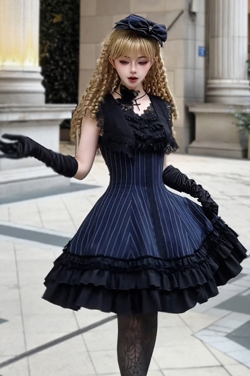 Dark Tailored Slim Gothic Lolita Dress + Outerwear