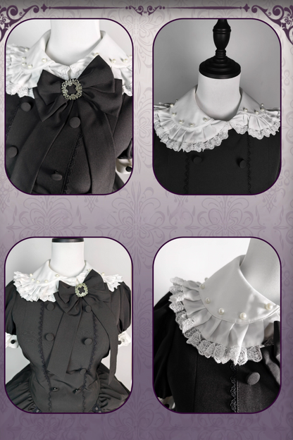 [limited Quantity] Gothic Dark Doll Lolita Black Ribbon Dress