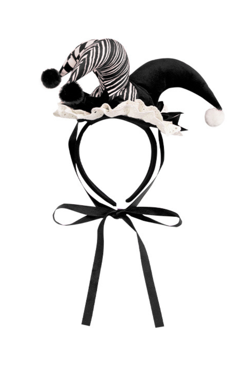 Doll Circus Pierrot Lolita Dress + Headband + Belt + Ribbon + Headband + Panel