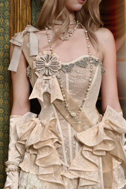 Night Party Gothic Ribbon Top + Ribbon + Brooch + Hat