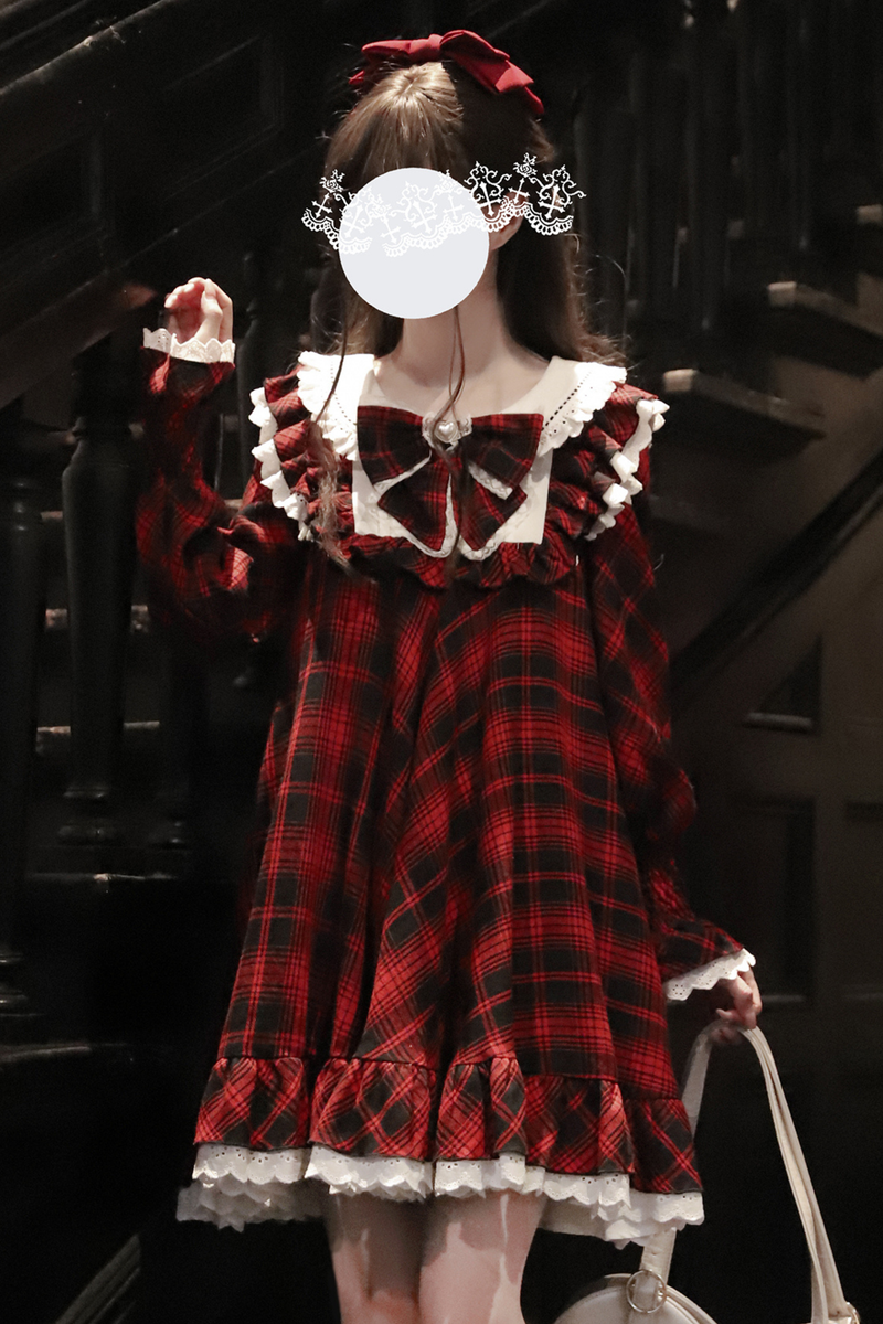 Berry Mousse Girly Plaid Dress