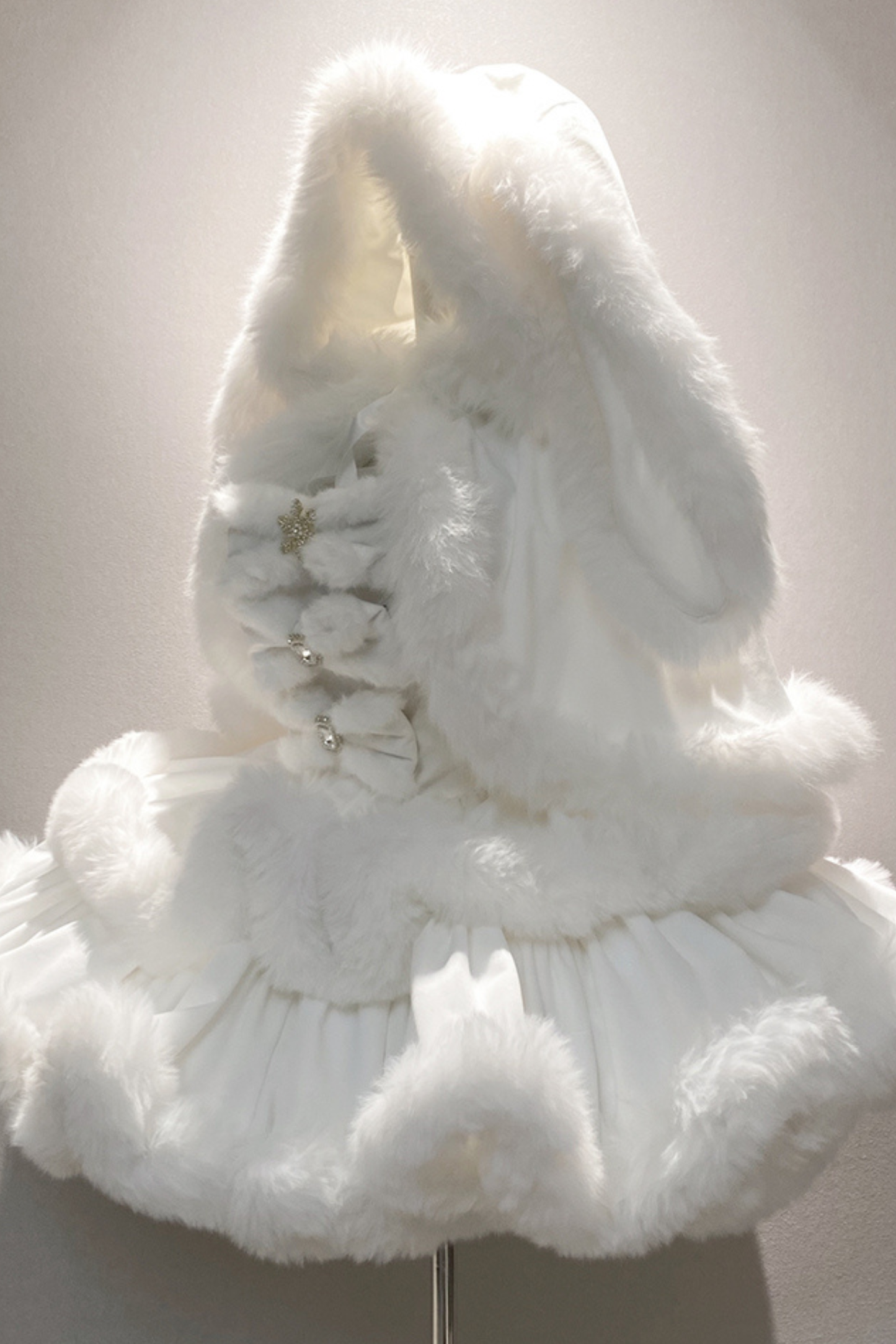 Angora Fur Princess Dress + Rabbit Cape + Sheer Tail