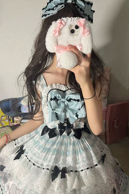 [pre-order] Mint Sweet Suspender Dress + Headband + Big Ribbon