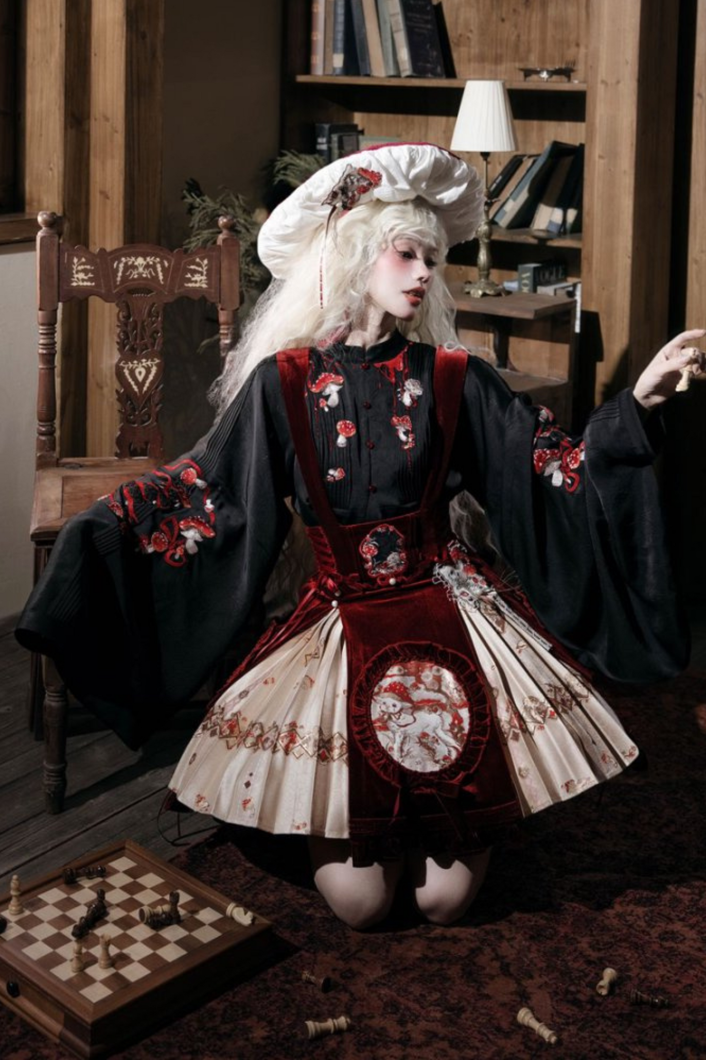 [pre-order] Japanese Style Mushroom Dark Sweet Lolita Jumper Skirt + Gown + Accessories