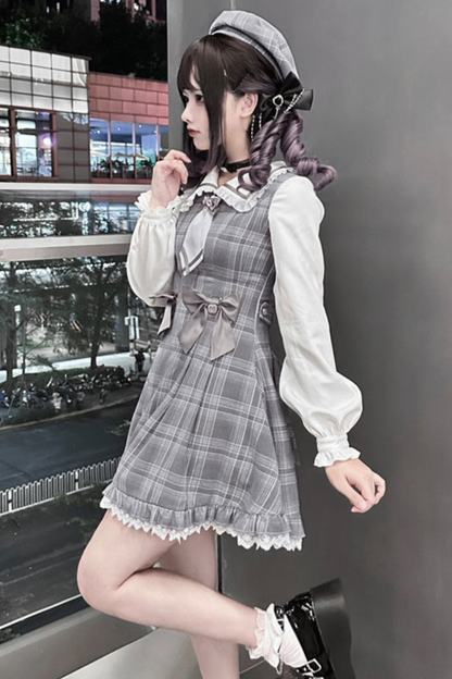 Plaid Sweet Cape Design Dress