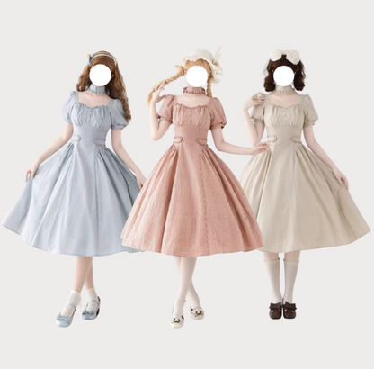 [pre-order] Retro French Classic Cotton & Linen Striped Dress