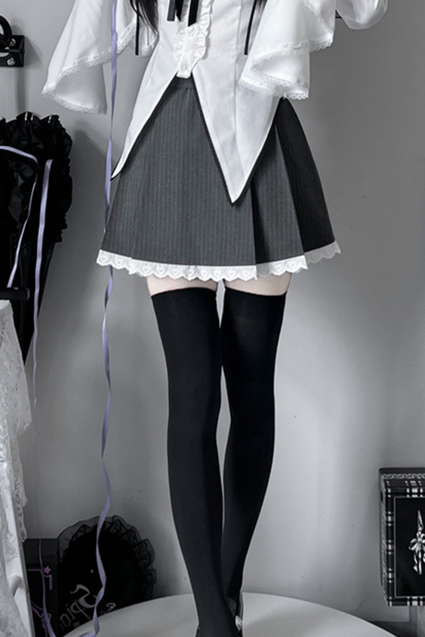 Gothic Style Sailor Shirt + Lace Skirt
