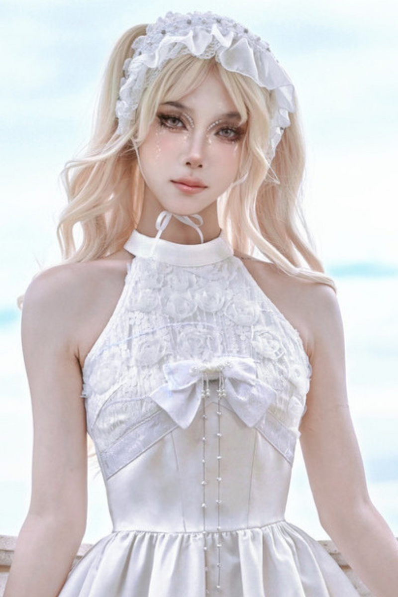 [pre-order] Fairy Pure White Neck Dress