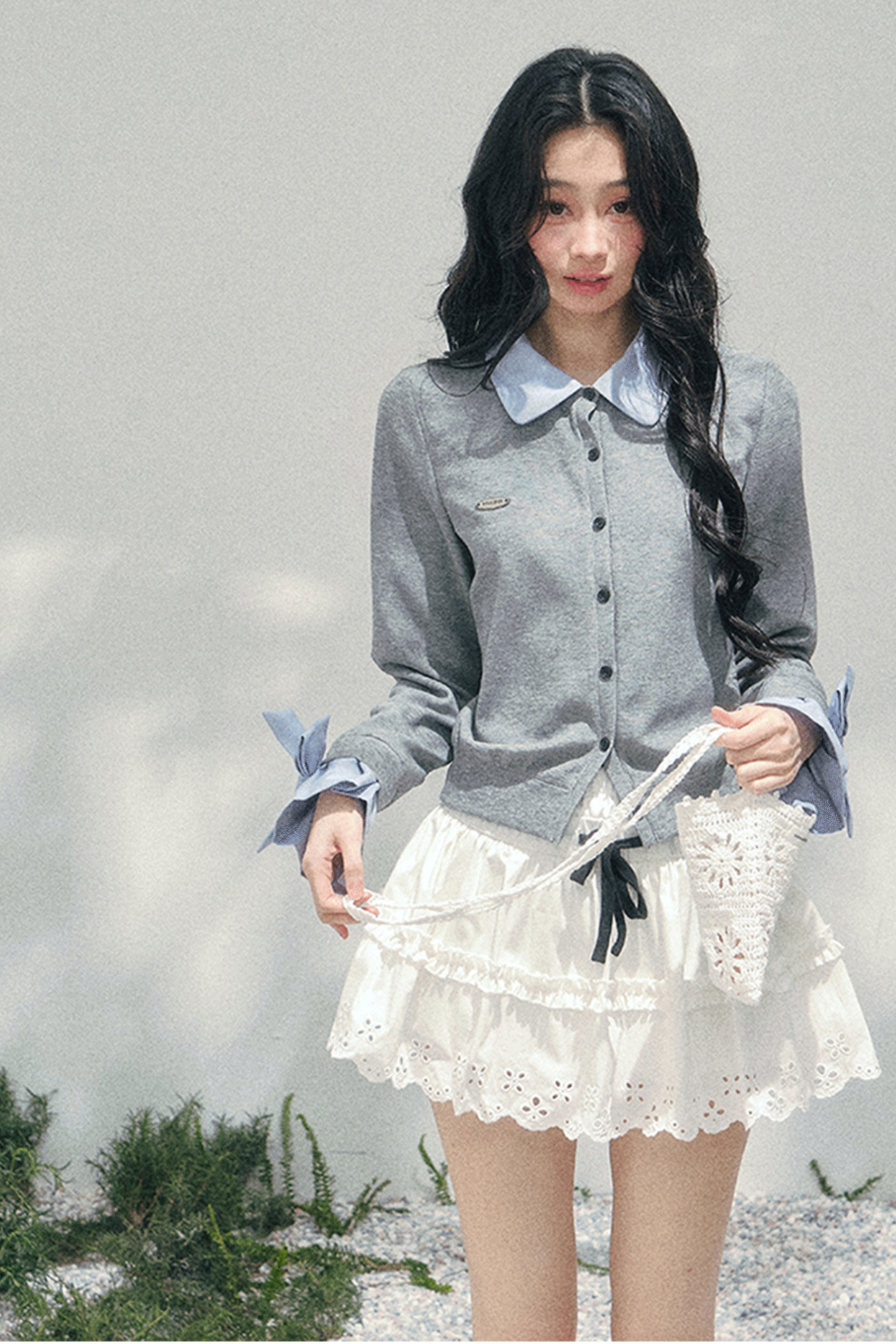French Faux Two Piece Polo Sweater