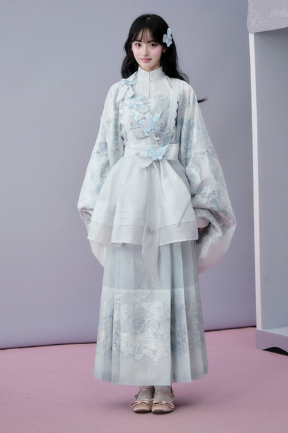 Water Mist Pure Chinese-style Jacket + Skirt + Overskirt