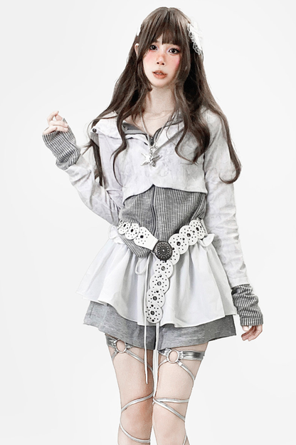Subculture Gray Stripe Hoodie Tops