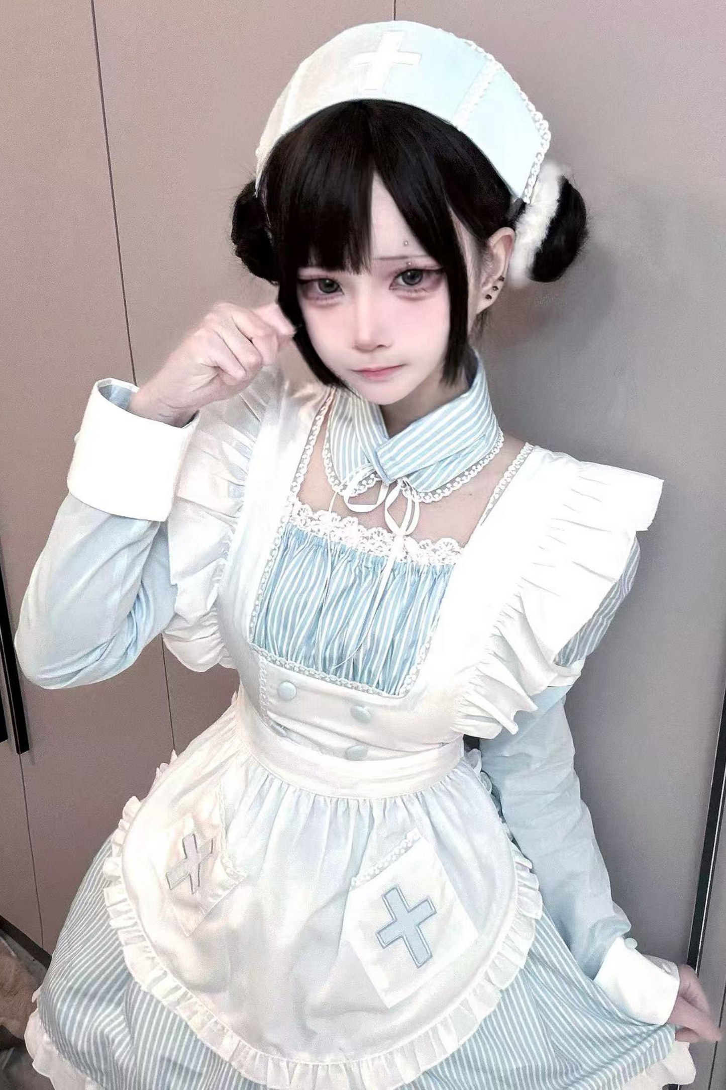 Angelic Aqua Maid Apron Dress + Nurse Hat