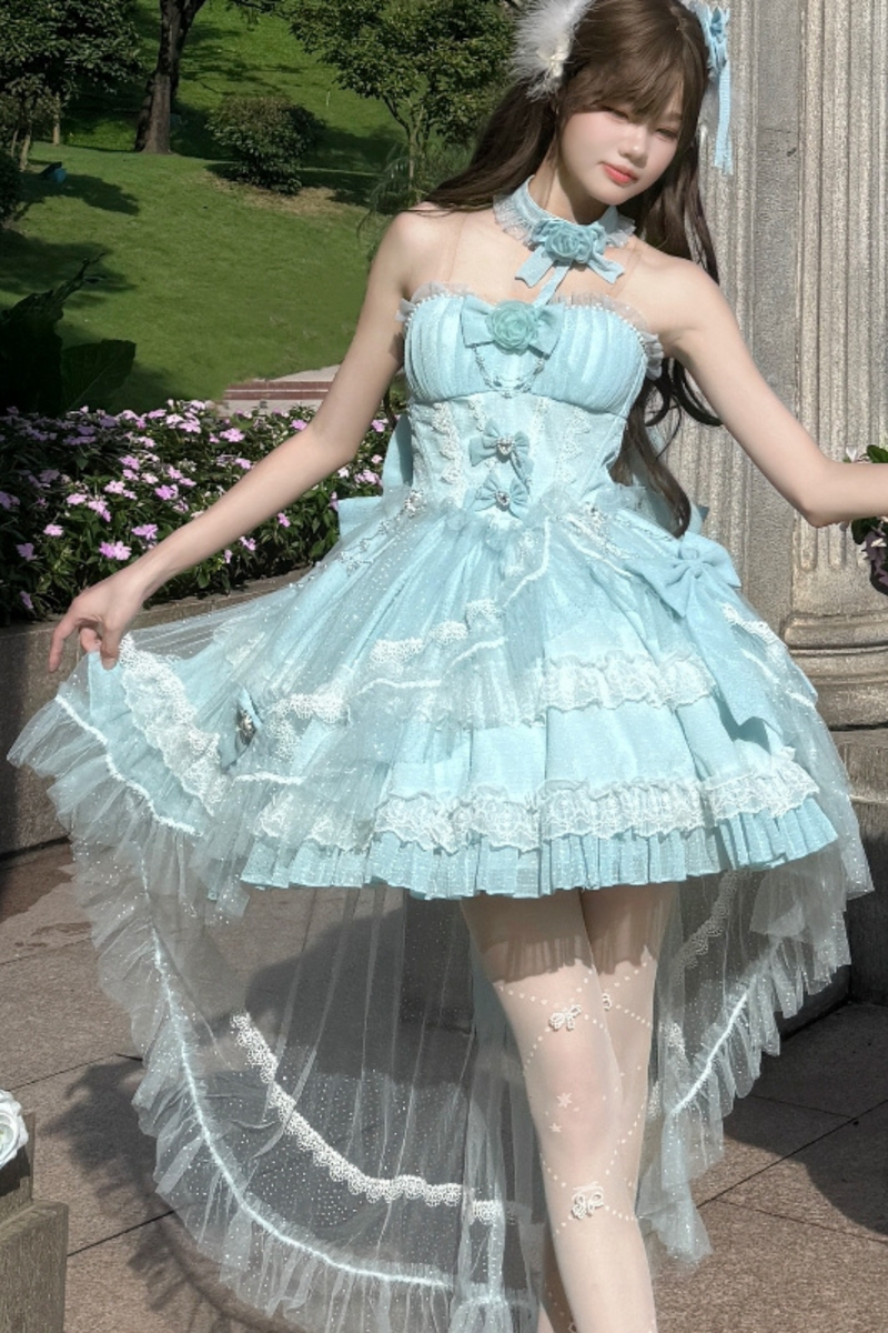 Tube Top Lolita Dress + Sleeves + Head Accessory