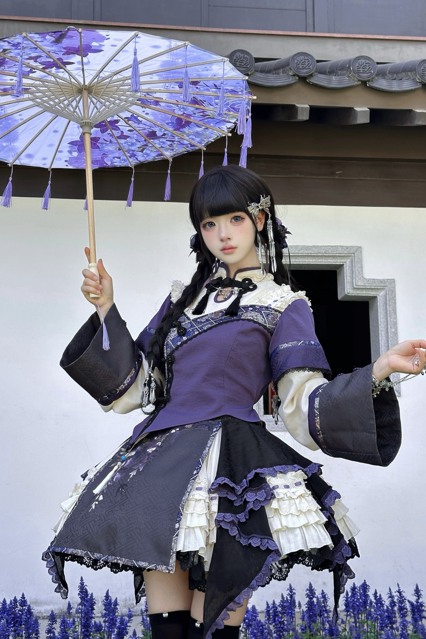 Chinese-style Girl Lolita Tops+skirt+headband+clip