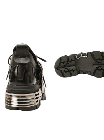 Dark Punk Flame Skull Metal Buckle Sneaker Shoes