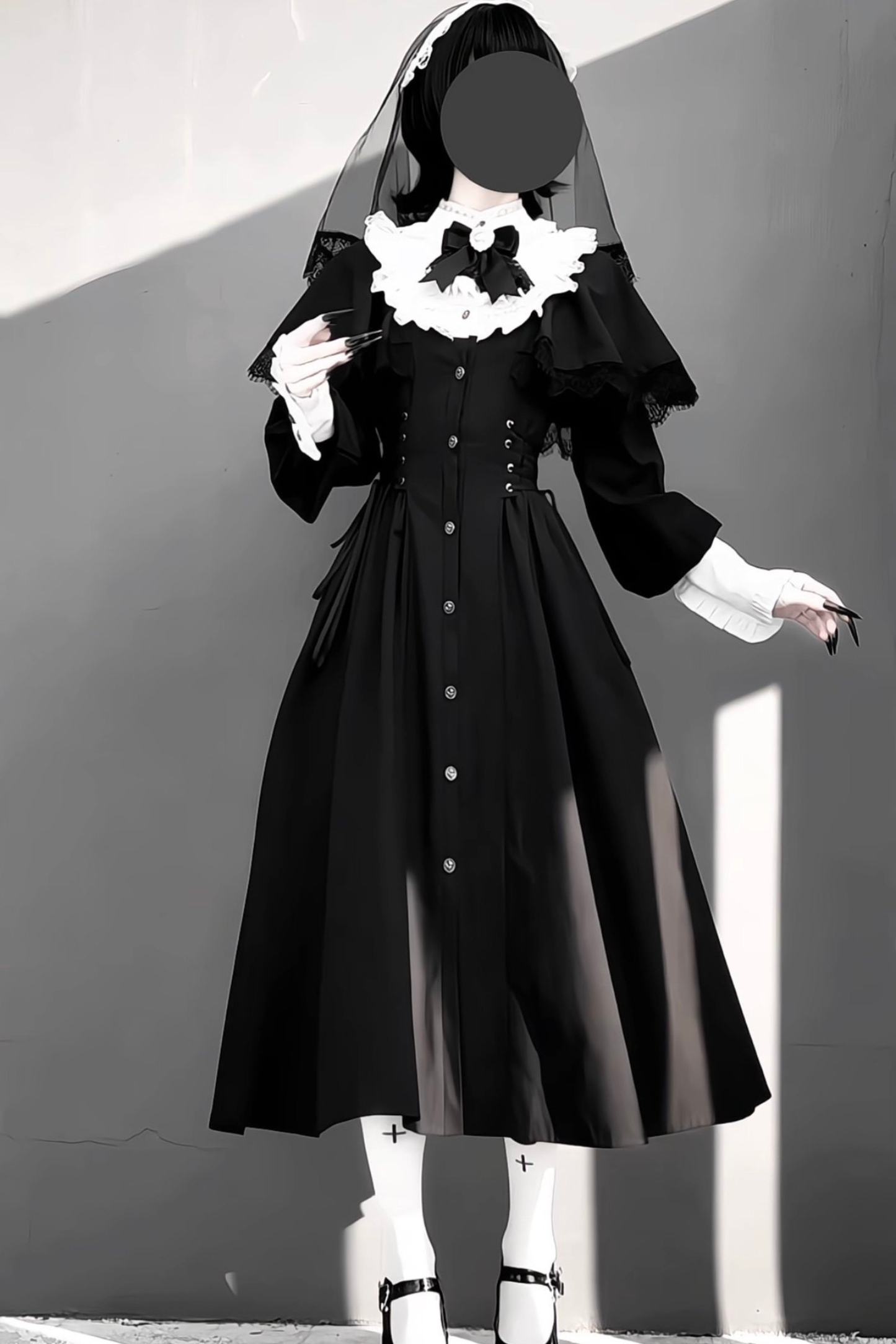 Gothic Layered Lace Long Dress