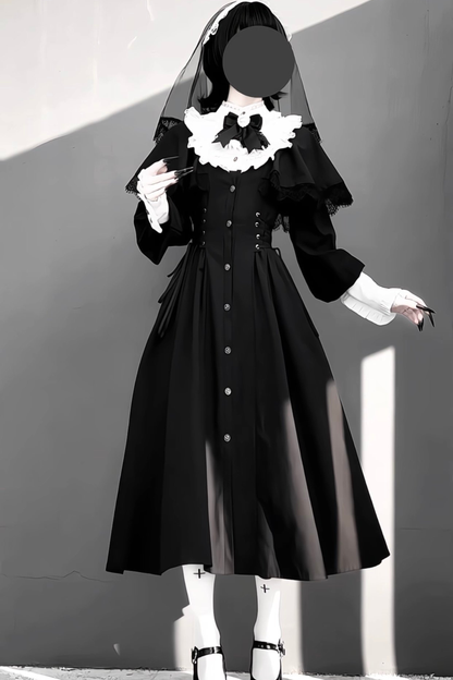 Gothic Layered Lace Long Dress