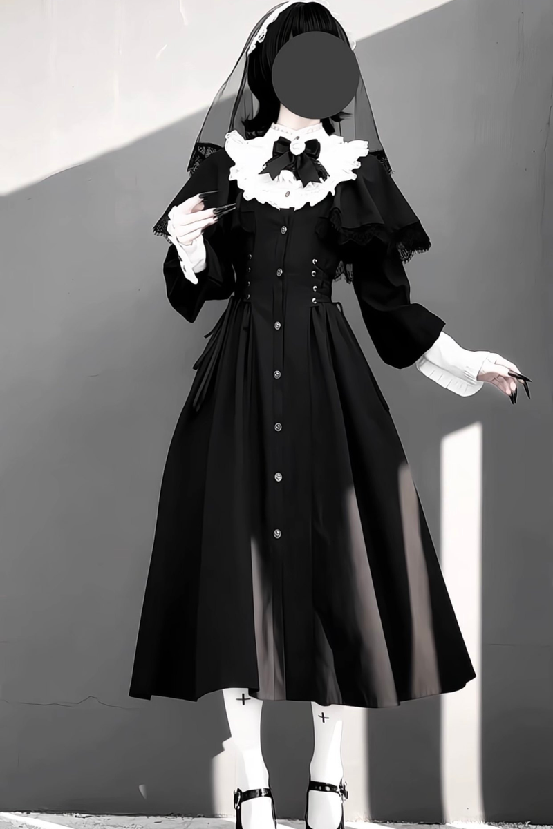 Gothic Layered Lace Long Dress