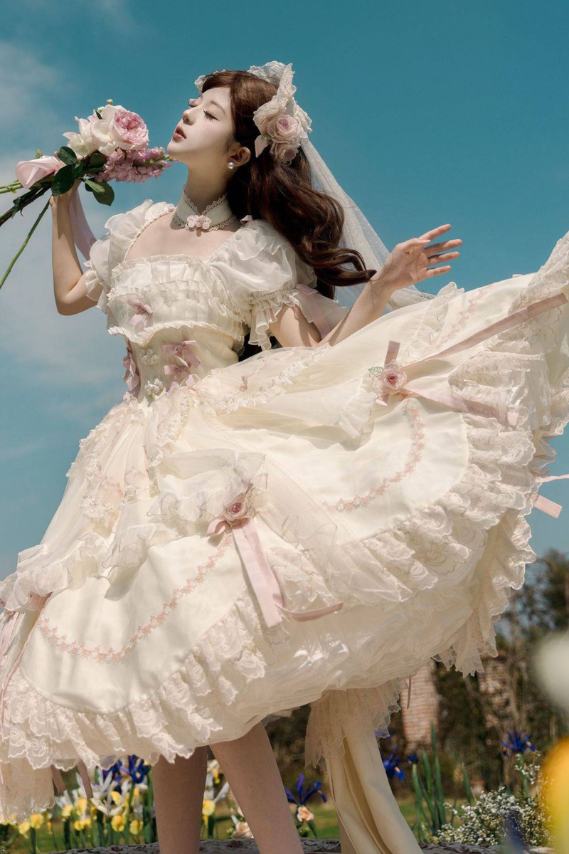 Sweet Princess Dress + Train + Veil + Accessories