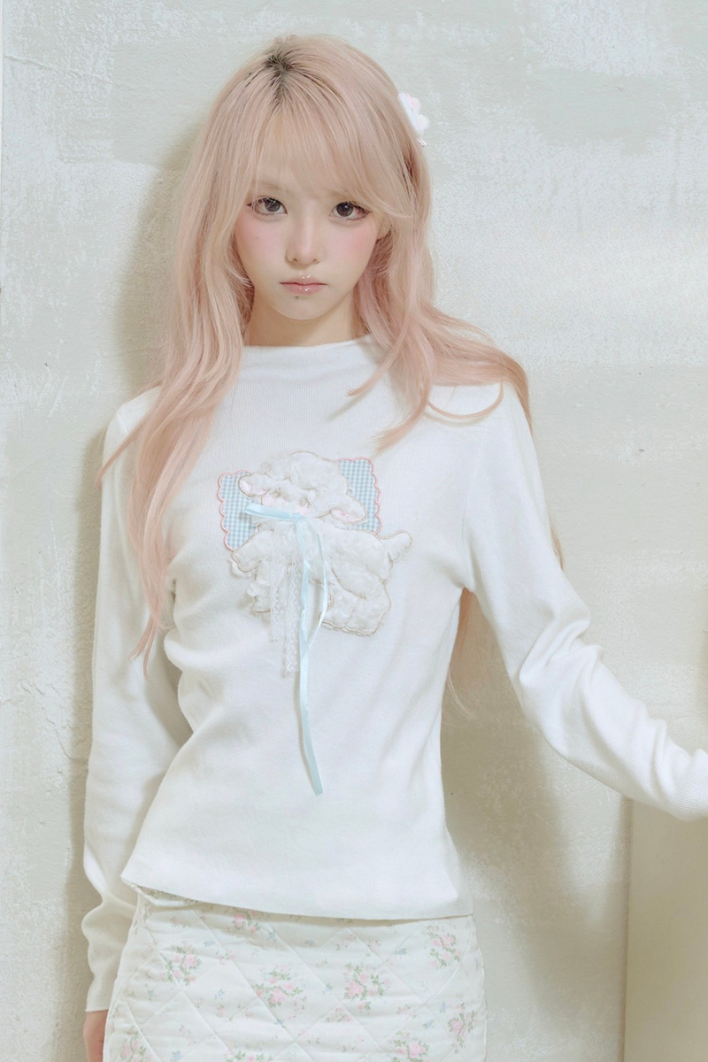 Sweet Lamb Ribbon Tight Top