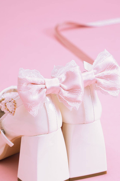 Polka Dot Lolita Ribbon High Heels