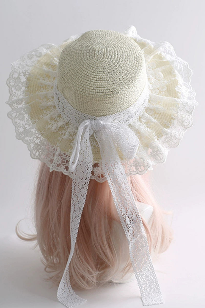 Retro Lace Cotton Ribbon Hat