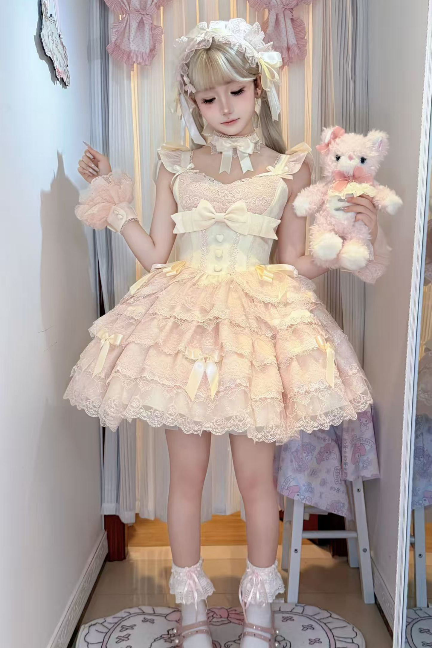 [pre-order] Princess Ballet Tiered Lolita Dress + Headband + Necklace + Sleeves + Tail